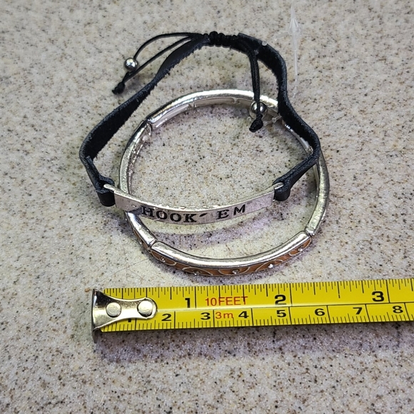 "HOOK" EM 2 Bracelets. 1 Orange/ 1 Leather - Picture 5 of 7